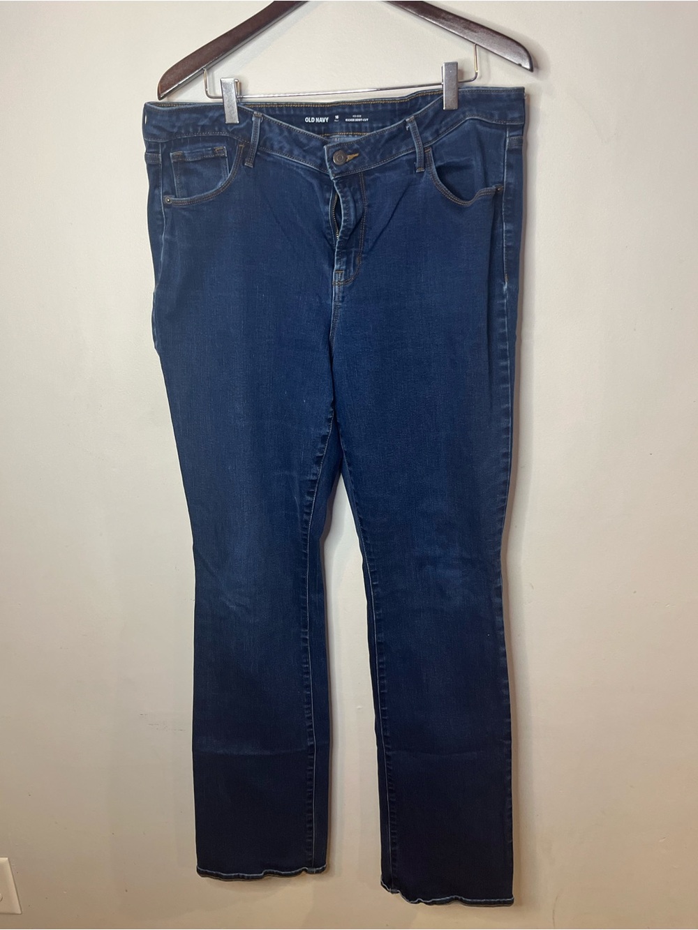 Old Navy Women's Dark Blue Mid-Rise Kicker Boot-Cut Jeans